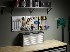 HEAVYWEIGHT™ Diamond Plate Steel Pegboard | Galvanized Finish