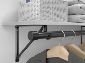 Closet-Pro RP-0044 Fixed Shelf & Rod Bracket, Black