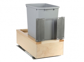 WUSC12-1-35PT Wood Undermount Single-Bin Waste & Recycling Unit, 35-qt Platinum