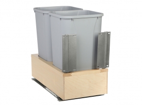 WUSC12-2-27PT Wood Undermount 2-Bin Waste & Recycling Unit, 27-qt Platinum