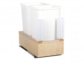 WUSC12-2-27WH Wood Undermount 2-Bin Waste & Recycling Unit, 27-qt White