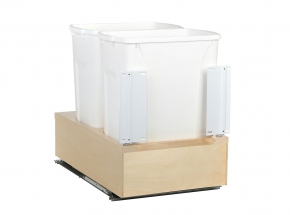 WUSC15-2-35WH Wood Undermount 2-Bin Waste & Recycling Unit, 35-qt White