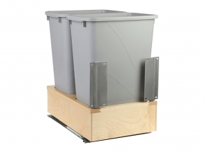 WUSC18-2-50PT Wood Undermount 2-Bin Waste & Recycling Unit, 50-qt Platinum