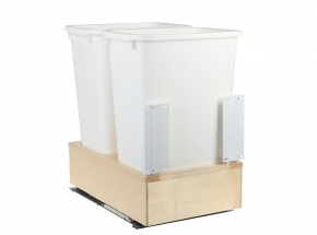 WUSC18-2-50WH Wood Undermount 2-Bin Waste & Recycling Unit, 50-qt White