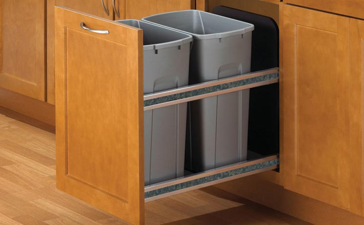 Kitchen Rubbish Storage Trashcan Under Cabinet Pull Out Combined Bin